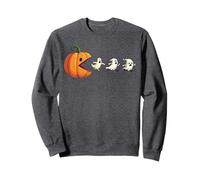 Pumpkin Chasing Ghosts Playful Halloween Sweatshirt