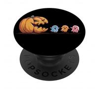 Pumpkin Chasing Little Ghosts Spooky Season Fun Time PopSockets Adhesive PopGrip