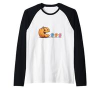 Pumpkin Chasing Little Ghosts Spooky Season Fun Time Raglan Baseball Tee