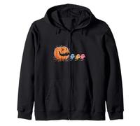 Pumpkin Chasing Little Ghosts Spooky Season Halloween Zip Hoodie