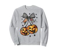 Pumpkin Cherries Coquette Lace Bow Patchwork Halloween Fall Sweatshirt