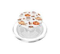 Pumpkin Coffee Fall Watercolor Orange Autumn Leaves Pattern PopSockets PopGrip for MagSafe