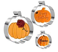 Pumpkin Cookie Cutters Stainless Steel Halloween Thanksgiving Day Cookie Cutter Set for Baking (3 Pieces)