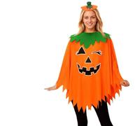 Pumpkin Costume Accessories, Glow in the Dark Halloween Pumpkin Poncho Costume with Candy Bag Headband for Adults Woman Men Cosplay Dress Up (adult)