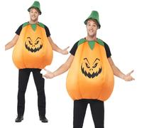 Smiffys Pumpkin Costume, Orange with Tabard & Hat, Halloween Adult Fancy Dress, Pumpkin Dress Up Costumes