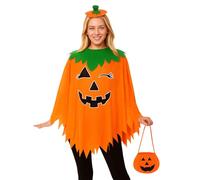 Pumpkin Costume, Pumpkin Costume Accessories, Glow in The Dark Halloween Pumpkin Poncho Costume with Candy Bag Headband for Halloween, Carnival, Perfect for Parties and Cosplay Events