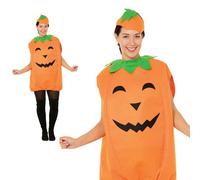 Pumpkin Costume Tunic + Hat Adults Halloween Mens Ladies Fancy Dress Outfit