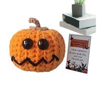 Pumpkin Crochet | Handmade Crochet Pumpkin with Hat for Halloween, Inspirational Decor Gift for Office, Home, Birthday, Rack for Women, Men, Friends, Colleagues