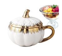 Pumpkin Cup, Cute Ceramic Halloween Coffee Mug, Pumpkin-Shaped Cup with Lid and Spoon, Fall Autumn Candy Bowl, Seasonal Drinkware, Home Studio Table Accessory | Coffee Tea Serving Scenarios