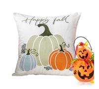 Pumpkin Cushion Cover | Pumpkin Cushion Covers 43 x 43 cm for Halloween - with Zipper Decorative Case for Home Sofa Bed Bedroom Indoor