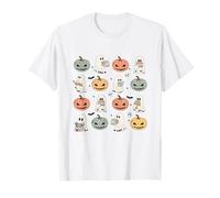 Pumpkin Cute Ghost Reading Books Halloween Book Lover Reader T-Shirt