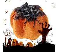 Pumpkin Decor - Sesonal Home Decor Accessory | 3D Velvet Figures with Spider Design for Holiday Window Table Door House Offices Home