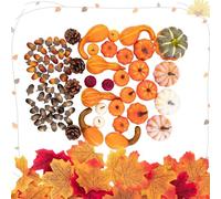 Pumpkin Decor Set | 166/ Thanksgiving Harvest Acorns Table Decorations,Table Centerpieces for Wreaths Halloween Fireplace Mantle Desk Kitchen Living Room Grocery Stores