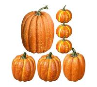 Pumpkin Decoration, 7-Piece Set, Orange Artificial Pumpkins, Halloween Decoration, Party Decoration for Holidays, Kitchen Table, Desk, Cabinet, Indoor, Outdoor, Garden