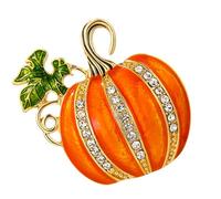 Pumpkin Design Brooch Alloy Construction Chest Pin Comfortable Wear Day to Night Jewelry Versatile Fashion Accessory Unique Harvest Themed Jewelry