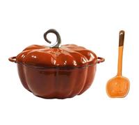 Pumpkin Design Enameled Cast Iron Dutch Oven Non -Stick Pot | Pumpkin Baking Dish for Bread Making Stew Kitchen Stockpot Cookware for Sauteing Roasting Boiling Canning(24CM)