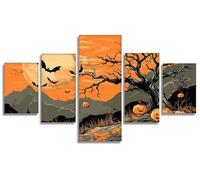 Pumpkin Diamond Art Kits Adults Diamond Painting Tree 5 Pack, DIY Full Square Drill Gem Art for Adults Craft Kits for Kids, 5D Rhinestone Mosaic Kit for Home Wall Decor, Gift Ideas 24x50in, Model716