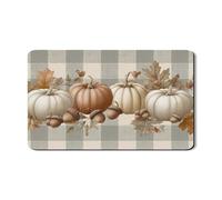 Pumpkin Dish Drying Mats For Kitchen Counter, Rustic Autumn Absorbent Rubber Mat, Cozy Fall PU Leather Drying Pad For Kitchen Counter Protector 12x20 Inch