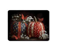 Pumpkin Dish Drying Mats For Kitchen, Vintage Red & Blue Striped Polka Dot Absorbent Rubber Dish Mat, Autumn PU Leather Drying Pad For Kitchen Counter 18x24 Inch