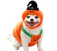 Pumpkin Dog Costume - Polyester Cotton Pumpkin Themed Dog Outfit, Warm, Cosy Fit with Adjustable Hat, Seasonal Cosplay Clothing, Halloween Fun, Autumn Walks