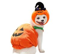Pumpkin Dog Costume - Polyester Cotton Pumpkin Themed Dog Outfit, Warm, Cosy Fit with Adjustable Hat, Seasonal Cosplay Clothing, Halloween Fun, Autumn Walks