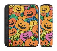 Pumpkin Doodle Art 2 pcs Shoulder Strap Cushion, Stop seat Belt Cutting into Neck, car seat Belt Covers