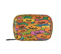 Pumpkin Doodle Art Medicine Bag with Detachable Compartments Portable Travel Pill case for Purse