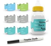 The Original Write & Reuse Baby Bottle Labels for Daycare - Available in 12 Colors (Cool Multi)