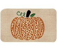 Pumpkin Doormat Fall Pumpkin Decorative Mat Orange Leopard Print Autumn Harvest Floor Entrance Mat Rug for Thanksgiving Indoor Farmhouse, Style-6_20 x 32 Inches