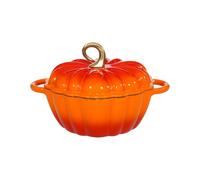 Pumpkin Dutch Oven 4.5 QT With Lid - Orange Enamel Cast Iron Cooking Pot, Shape Soup Pot - Serves 3-5 - Christmas Thanksgiving Decor Gift
