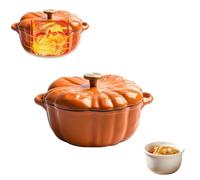Pumpkin Dutch Oven,Enameled Cast Iron Pumpkin Pot with Lid Halloween Decor,Heavy-Duty Cookware for Braising, Stews, Roasting, Bread Baking,Halloween Thanksgiving Decorative Gift (1.85L)