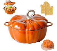 Pumpkin Dutch Oven Pot with Lid, Enameled Cast Iron Pumpkin Dutch Ovens, for Fall Thanksgiving Decor, for All Stovetops (20cm-2)