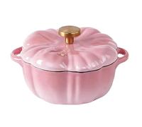 Pumpkin Dutch Oven Pot With Lid,Enameled Cast Iron Pumpkin Dutch Ovens,Heavy Duty Large Crock Pots Cookware,Suitable For Various Stoves, Halloween And Thanksgiving Decor Gift(Pink)