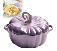 Pumpkin Dutch Oven Pot with Lid, Enameled Cast Iron Pumpkin Shape Dutch Oven with Double Handle, Non-Stick Saucepan Deep Soup Pot, Halloween Thanksgiving Fall Decor Gift 25cm+ sheep horns