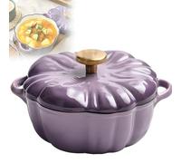 Pumpkin Dutch Oven Pot with Lid, Enameled Cast Iron Pumpkin Shape Dutch Oven with Double Handle, Non-Stick Saucepan Deep Soup Pot, Halloween Thanksgiving Fall Decor Gift 16cm+round