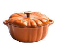 Pumpkin Dutch Oven Pot with Lid & Handle 1.5L Non-Stick Enamel Pumpkin Dutch Oven Even Heating Universal Kitchen Pot for Stew