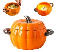 Pumpkin Dutch Oven Pot with Lid & Handle, 1.7L Non-Stick Ceramic Pumpkin Dutch Oven, Even Heating Kitchen Pot for Stew Soup
