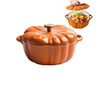 Pumpkin Dutch Oven Pot with Lid & Handle | 16cm Non-Stick Pumpkin Design Enameled Cast Iron Dutch Oven | Cute Halloween Decor Pumpkins Pot, for Sauteing StewOven Stove Roasting Simmering