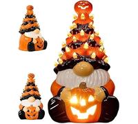 Pumpkin Dwarf Ceramic Tree Luminous Statue, Halloween Dwarf Lamp Decoration, Suitable for Indoor Halloween Parties or Desktop Decoration (1 piece),1pcs