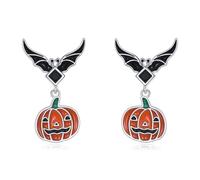 Pumpkin Earrings 925 Sterling Sliver Halloween Bat Pumpkin Ghost Face Drop Earrings Mystery Gifts for Women