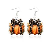 Pumpkin Earrings for Women Fall Leaf Dangle Drop Acrylic Bow Earring Dainty Statement Earrings Thanksgiving Jewelry Gifts Fall Autumn Dresses Accessories, L, Acrylic, No Gemstone