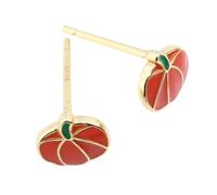 Pumpkin Earrings, S925 Sterling Silver Studs for Women, Halloween Jewelry | One Pair, Golden Finish, Lightweight Comfortable Design, Easy to Put on Remove, Charming Photo Taking Accessory