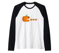 Pumpkin Eating Pie Funny Thanksgiving Fall Design for Fans Raglan Baseball Tee