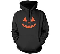 Pumpkin Face Hoodie - Halloween Hoody Party Trick and Treat 31st October Spooky Kids Hooded Sweatshirt - 12-13 Years Black