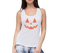 Pumpkin Face - Womens Vest Tank Top - Halloween Party Trick and Treat M White