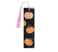 Pumpkin Flower Bookmark Thanksgiving Leaves Wooden Bookmark with Tassel Book Mark for Women Men Reading Page Markers Gifts for Book Lovers
