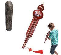 Pumpkin Flute Ethnic Instrument Chinese Handmade Hulusi Ethnic for Children | Wooden Grain Musical Instrument for Professional Players, Students, Enthusiasts and Children
