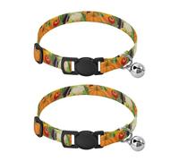 Pumpkin Fruit Vegetable Green Cat Collars 2 Pack Pet Collars for Cats Adjustable Length 10.6" to 17.1"