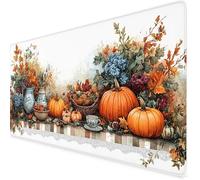 Pumpkin Gaming Mouse Pad Flower Large Mouse Mat Comfortable Mousepad with Smooth Cloth Surface, Textured Wear Resistant, Improved Precision and Speed, Mousemat 1000x500x3mm, Desk Accessories K7-170