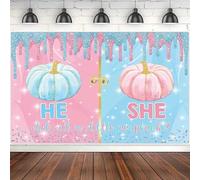 Pumpkin Gender Reveal Party Photography Backdrop Fall Pregnancy Background He Or She Blue Or Pink What Will Baby Be Banner Decor 180X120cm